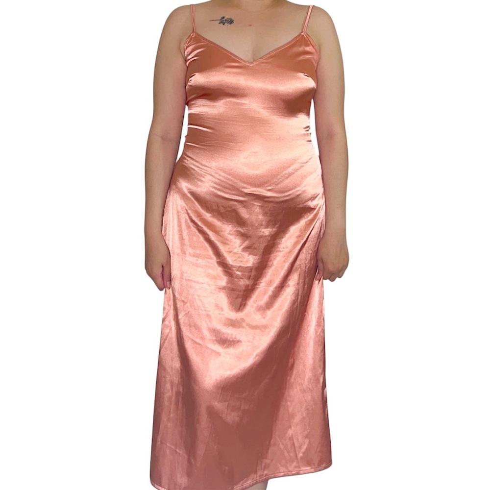 Forever 21 orange satiny midi dress